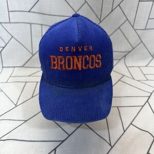 Men's Vintage 80's NFL  AJD Denver Broncos Blue Corduroy Snapback Hat Cap READ